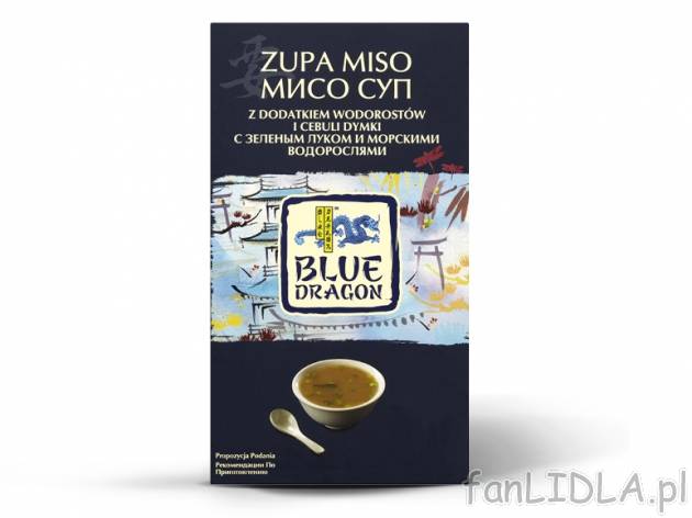 Blue Dragon Zupa Miso , cena 9,00 PLN za 92,5 g/1 opak., 100 g=10,80 PLN. 
Oferta ...