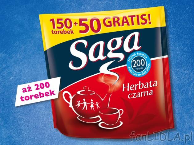 Saga , cena 7,00 PLN za 280g/1 opak., 1kg=26,75 PLN.  
Teraz 50 torebek gratis!