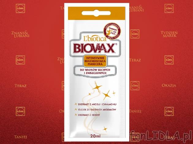Biovax Maska do włosów , cena 1,29 PLN za 20 ml/1 opak., 100ml=6,45 PLN. 
- Różne ...
