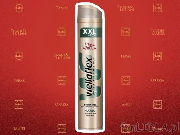 Wellaflex Lakier do włosów , cena 9,99 PLN za 300 ml/1 opak., 1L=33,30 PLN. 
- ...