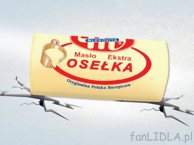 Masło Extra osełkowe 83% , cena 6,00 PLN za 500 g/1 opak., 1 kg=12,98 PLN.