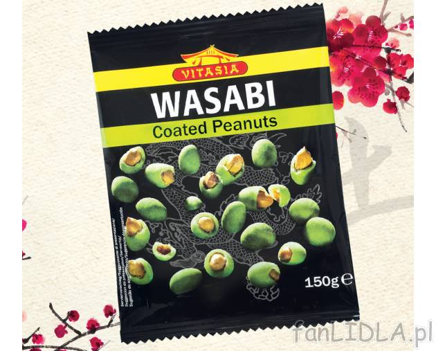 Orzeszki wasabi , cena 3,99 PLN za 150 g 
- Prażone, w chrupiącej, bardzo pikantnej ...