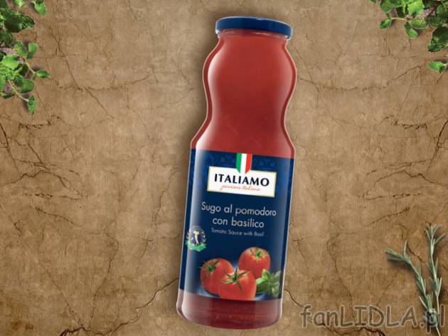 Pomidory rozdrobnione lub sos pomidorowy z bazylią , cena 3,49 PLN za 720 ml/1 ...
