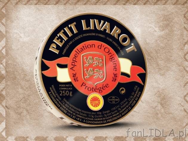 Ser pleśniowy Petit Livarot , cena 9,00 PLN za 250 g/1 opak., 100 g=4,00 PLN.
