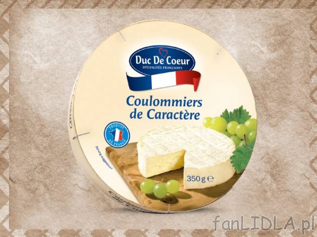 Ser Coulommiers De Caractere , cena 9,00 PLN za 350 g/1 opak., 1 kg=28,54 PLN.