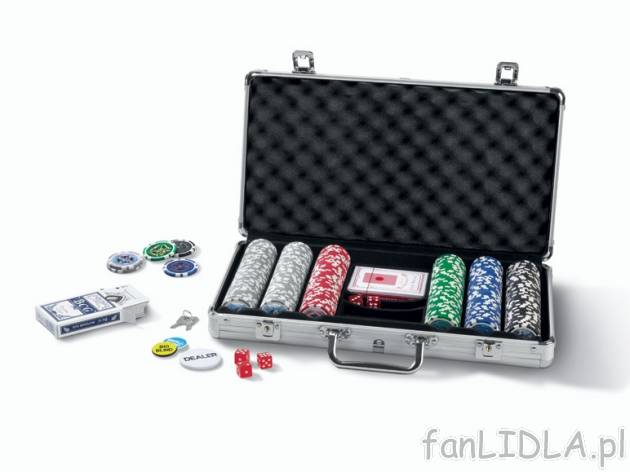 Zestaw do pokera w walizce aluminiowej , cena 89,90 PLN za 1 opak. 
- 300 prawdziwych ...