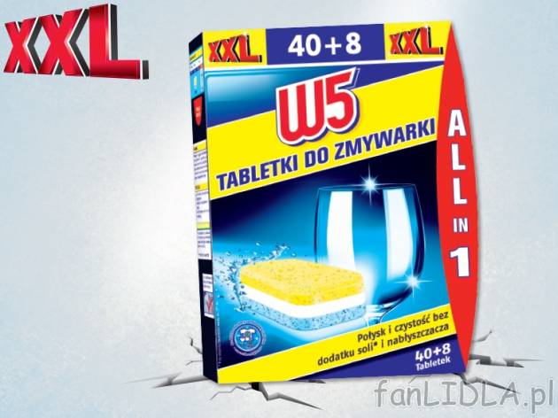 W5 Tabletki do zmywarki , cena 13,00 PLN za 48 x 19 g/1 opak., 1 kg=14,25 PLN.