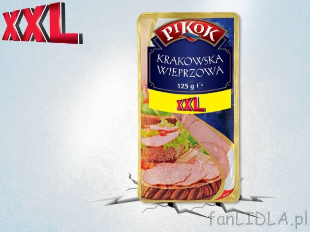 Pikok Kiełbasa krakowska sucha , cena 3,00 PLN za 125 g/1 opak., 100 g=3,03 PLN.