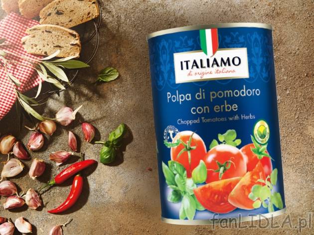 Włoskie pomidory krojone , cena 2,00 PLN za 400 g/1 opak., 1 kg=5,73 PLN.