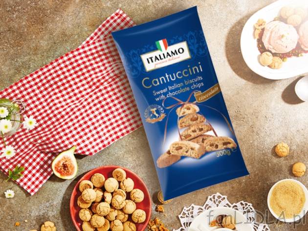 Włoskie ciasteczka Cantuccini , cena 6,00 PLN za 300 g/1 opak., 1 l=14,98 PLN.