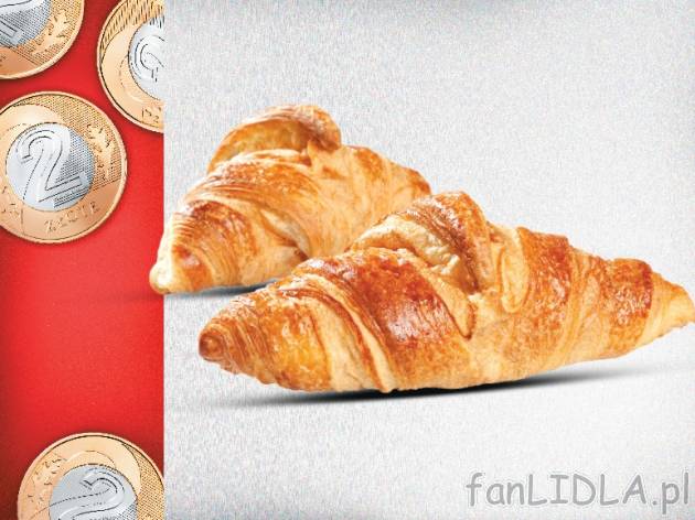 Croissant maślany 2 szt. , cena 2,00 PLN za 2 x 55 g/57 g, 100 g=1,82/1,75 PLN.