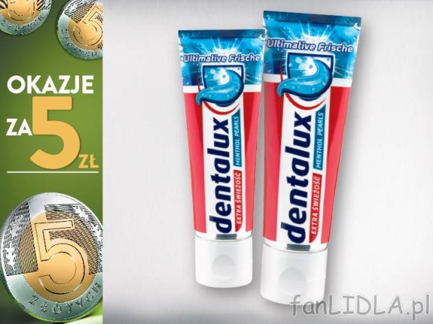 Dentalux Pasta do zębów Extra Świeżość, 2 szt. , cena 5,00 PLN za 2 x 75 ml, ...