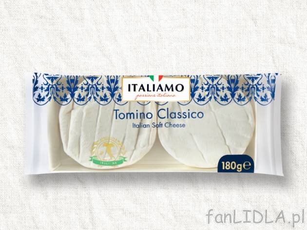 Włoski ser pleśniowy Tomino , cena 6,00 PLN za 180 g/1 opak., 100 g=3,88 PLN.