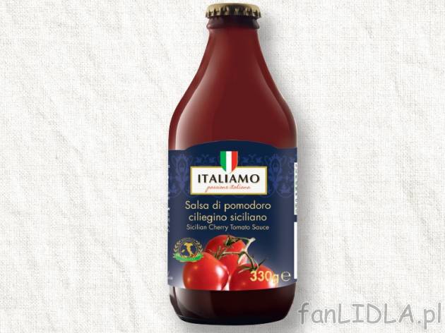 Sos z pomidorów czereśniowych , cena 3,00 PLN za 330 g/1 opak., 1 kg=12,09 PLN.