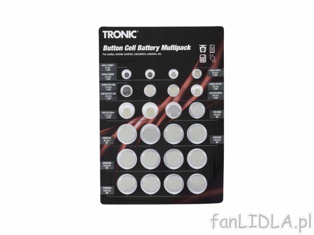 Baterie guzikowe Tronic, cena 8,99 PLN 
- 24 elementy
- do wag, pilotów, kalkulatorów, ...