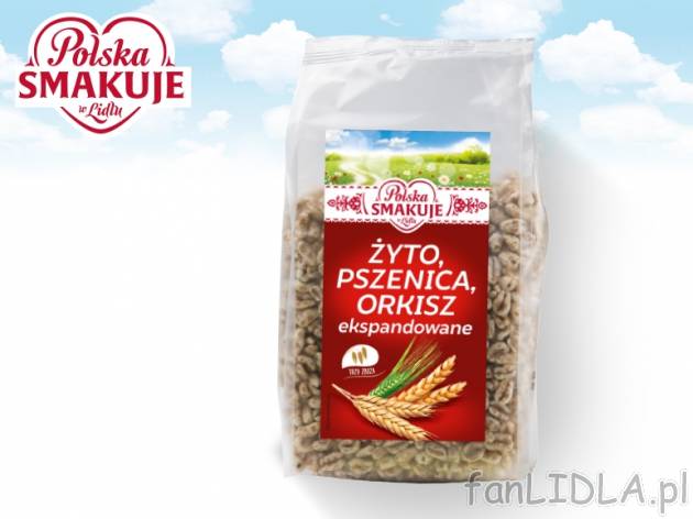 Ekspandowane ziarna zbóż , cena 2,00 PLN za 90 g/1 opak., 100 g=2,77 PLN.