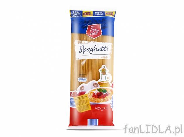 Tiradell Makaron Spaghetti XXL , cena 1,00 PLN za 625 g/1 opak., 1 kg=2,06 PLN.