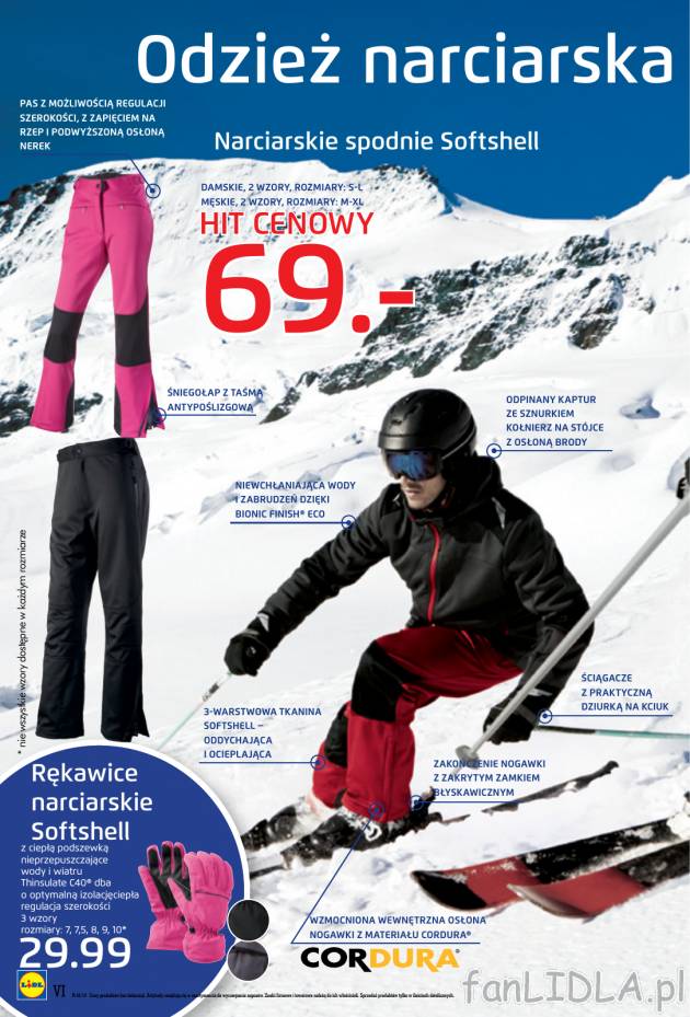 Narciarskie spodnie ze śniegołapem z taśmą antypoślizgową w wersji dla kobiet ...