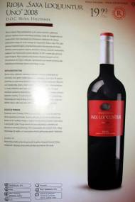 Wino Rioja Saxa LoQuuntur Uno 2008 - hiszpańskie