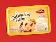 Lody o smaku śmietankowym z bakaliami , cena 3,79 PLN za 1L/1opak. ...