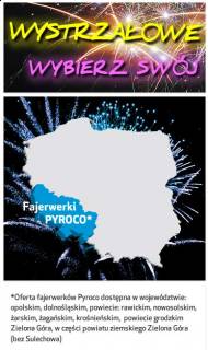 Fajerwerki Pyroco dostępne są we wskazanym na mapce rejonie kraju