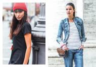 Czarny, luźny T-shirt damski, marynarska bluzka typu basic, ...
