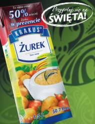 Krakus żurek , cena 4,99 PLN za 1 L + 500 ml gratis 
- 1 L ...