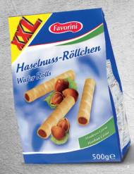 Rurki waflowe , cena 6,99 PLN za 500 g/1 opak. 
- Z nadzieniem ...
