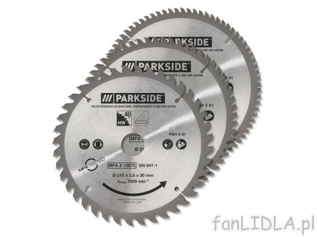 PARKSIDE® Zestaw 3 tarcz do piły | LIDL.PL Parkside , cena 49,99 PLN 
 Opis produktu ...