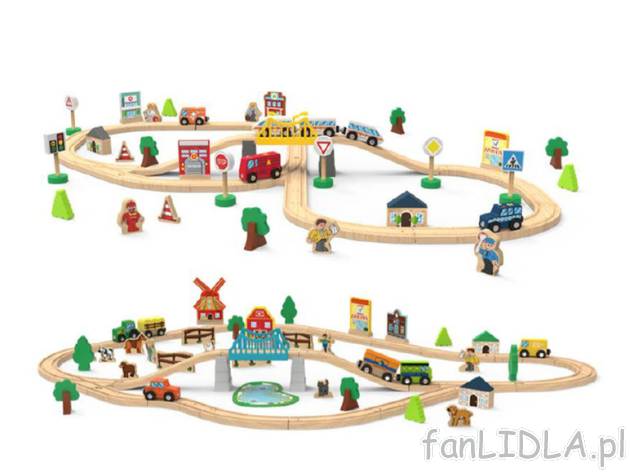 PLAYTIVE® Drewniany zestaw do zabawy z kolejką - miasto lub farma Playtive , cena ...