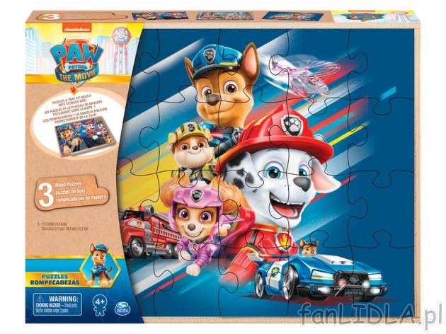 Spinmaster Puzzle drewniane Psi Patrol, zestaw 3 sztuk Spinmaster, cena 34,99 PLN