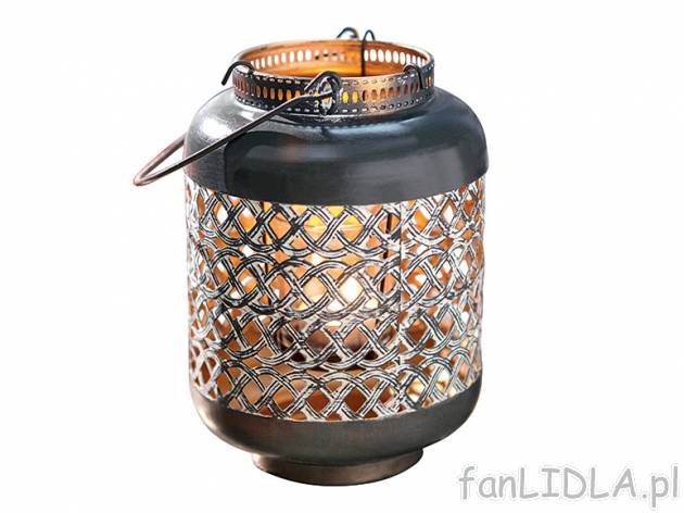 Lampion Melinera, cena 19,99 PLN za 1 szt. 
- korpus z metalu 
- szklany wkład ...