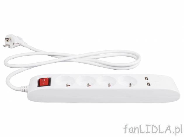 Listwa zasilająca Silvercrest, cena 39,99 PLN 
- z 4 gniazdkami i portem USB
- ...