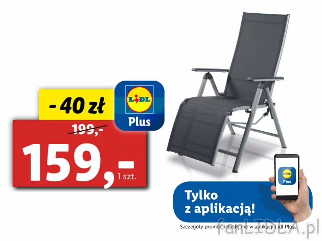 Leżak aluminiowy , cena 199,00 PLN 
- 58 x 110 x 80 cm (szer. x wys. x gł.)
- ...
