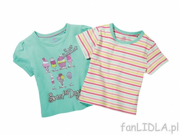 T-shirty dziewczęce 2 szt. Lupilu, cena 19,99 PLN za 1 opak. 
- z miękkiego, ...
