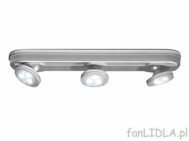 Lampka podszafkowa LED , cena 29,99 PLN za 1 opak. 
- 3 obracane i uchylane reflektory
- ...