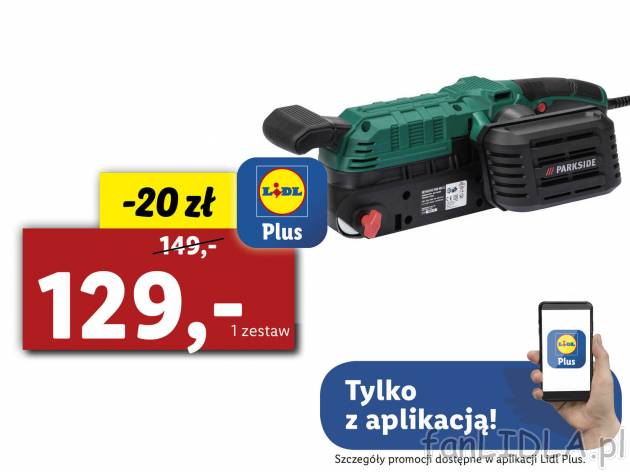 Szlifierka taśmowa 900 W Parkside PBS 900 C3, cena 149,00 PLN 
- możliwość ...