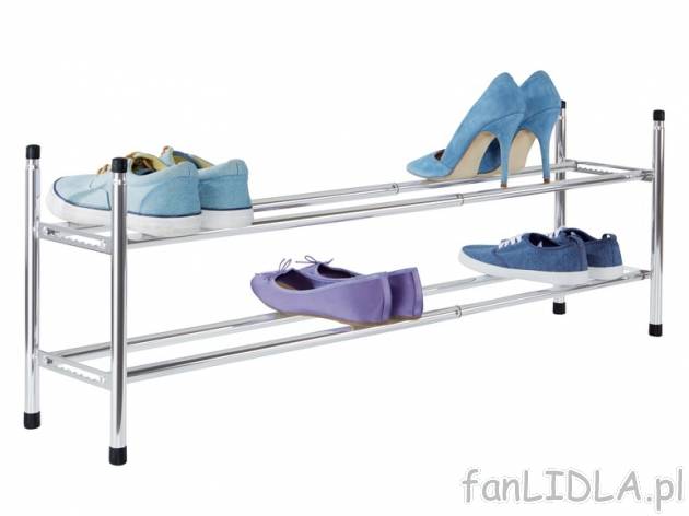 Rozsuwany regał na buty , cena 34,99 PLN za 1 szt. 
- ok. 63-118 x 37 x 23 cm ...