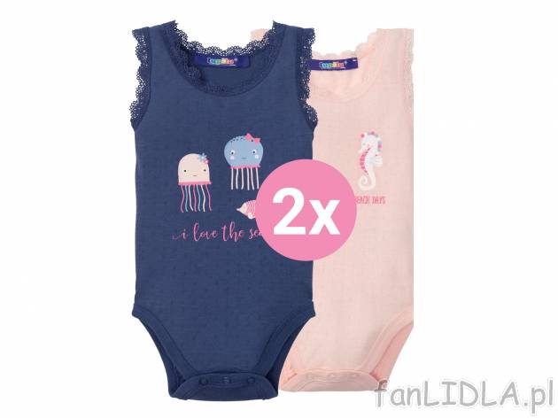 Body na ramiączkach, 2 szt.* Lupilu, cena 7,99 PLN 
*Artykuł dostępny wyłącznie ...