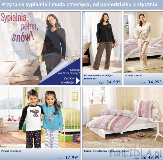 Przytulna sypialnia i moda dziecięca. Gazetka od poniedziałku 3 stycznia 2011. ...