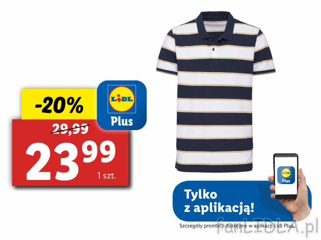 Koszulka męska polo Livergy, cena 29,99 PLN 
- 100% bawełny
- rozmiary: M-XL
- ...