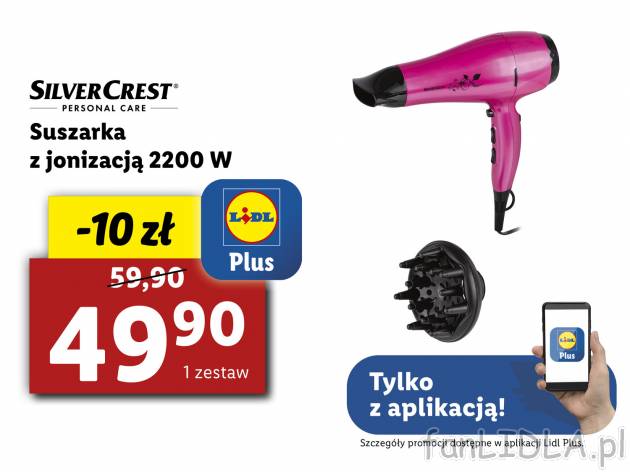 Suszarka z jonizacją 2200 W Silvercrest Personal Care, cena 59,90 PLN 
- technologia ...