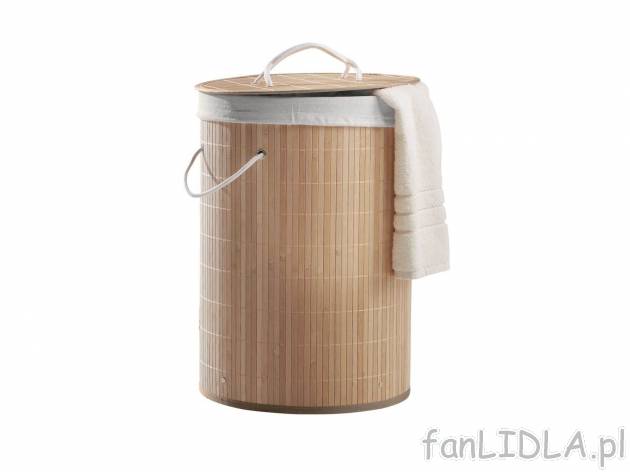 Bambusowy kosz na pranie Miomare, cena 39,99 PLN 
- 35 cm x 50 cm (Ø x wys.)
- ...