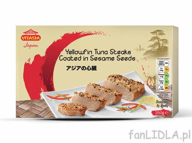 Stek z tuńczyka w sezamowej panierce , cena 14,00 PLN za 250 g/1 opak., 100 g=6,00 ...