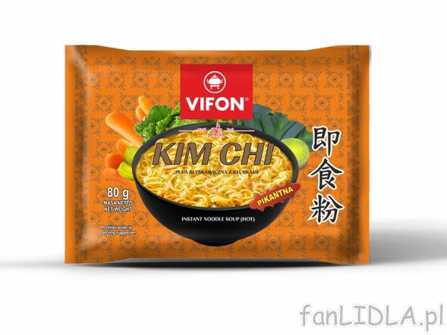 Vifon Zupa błyskawiczna , cena 1,00 PLN za 60/80 g/1 opak., 100 g=2,32/1,74 PLN. ...