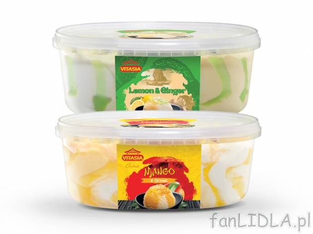 Kremowe lody owocowe , cena 8,00 PLN za 850/900 ml/1 opak., 1 l=10,58/9,99 PLN. ...