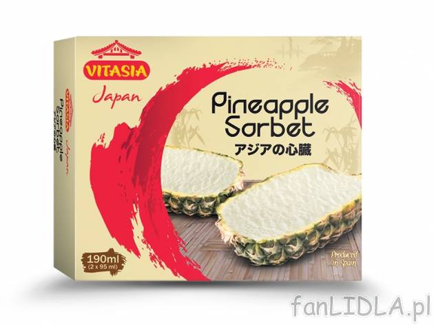 Ananas z sorbetem ananasowym , cena 12,00 PLN za 2x95 ml/1 opak., 100 ml=6,84 PLN. ...