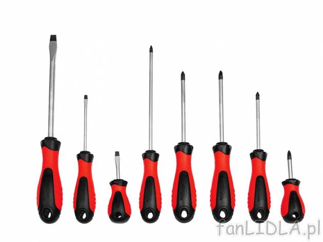 Zestaw śrubokrętów, 8 części Powerfix, cena 19,99 PLN za 1 opak. 
- stal chromowo-wanadowa ...