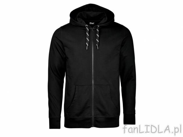 Męska bluza dresowa , cena 39,99 PLN. Bluza z kapturem, zapinana na zamek, z dwoma ...