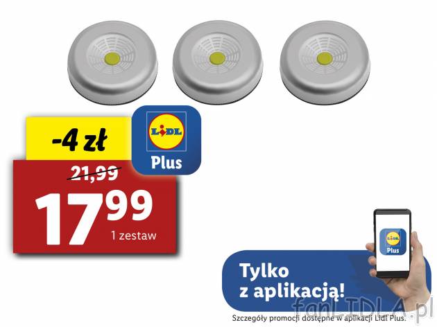 Lampki LED, 3 szt. Livarno, cena 21,99 PLN 
- baterie w zestawie
- zasilanie na ...